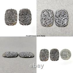 Natural Untreated SILVER GRAY SAPPHIRE Gemstone Carving Baguette Shape Pair