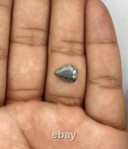 Natural gray color pear rosecut diamond 1.65tcw 11.2MM natural loose diamond