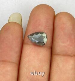 Natural gray color pear rosecut diamond 1.65tcw 11.2MM natural loose diamond