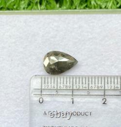 Natural gray color pear rosecut diamond 1.65tcw 11.2MM natural loose diamond