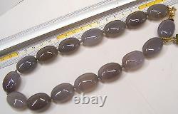 Necklace IN Agate Grey Natural with Closure Silver 925 Stone Semiprecious