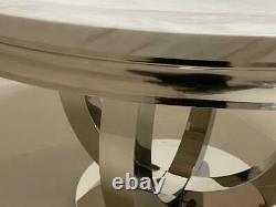 ORACLE Round Marble Dining Table 132cm in Natural White or Grey Solid Marble