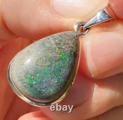 Opal Pendant Australian Gemstone Sterling Silver Jewelry Andamooka Opal Fossil