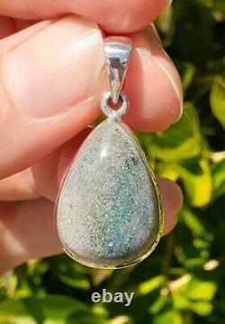 Opal Pendant Australian Gemstone Sterling Silver Jewelry Andamooka Opal Fossil