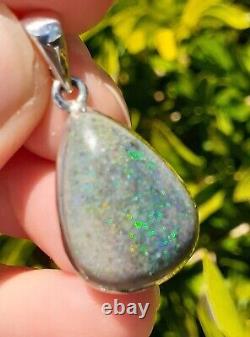 Opal Pendant Australian Gemstone Sterling Silver Jewelry Andamooka Opal Fossil