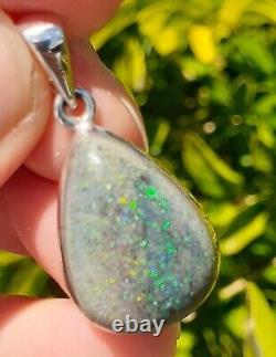 Opal Pendant Australian Gemstone Sterling Silver Jewelry Andamooka Opal Fossil