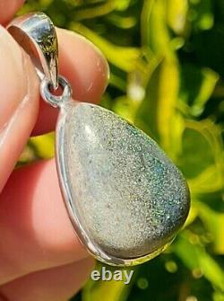 Opal Pendant Australian Gemstone Sterling Silver Jewelry Andamooka Opal Fossil