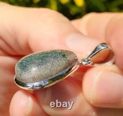 Opal Pendant Australian Gemstone Sterling Silver Jewelry Andamooka Opal Fossil