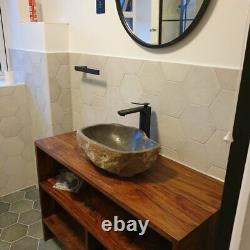 Oval Shaped Natural River Stone Stylish Bathroom Washroom Modern Sink Basin