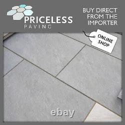 PORCELAIN PAVING Grey Stone Effect Patio outdoor Rectified Vitrified 20mm BELLE