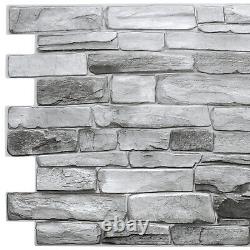 PVC 3D Wall Panels Decorative Covering Tile Cladding Natural Grey Stone effect