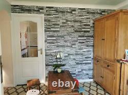 PVC 3D Wall Panels Decorative Covering Tile Cladding Natural Grey Stone effect