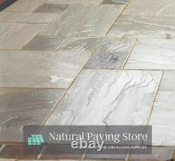 Patio Paving slabs Kandla Grey Indian Sandstone Mixed sizes 20mm Cal 19sqm