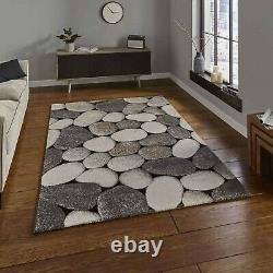 Pebbles Stepping Stones Rug Grey Modern Large Bedroom Living Room Rugs Carpet UK