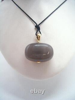 Pendant Yellow Gold 18 Carats 750 With Agate Grey Natural -pendente Stone Dura