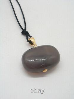 Pendant Yellow Gold 18 Carats 750 With Agate Grey Natural -pendente Stone Dura
