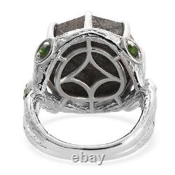 Platinum Over 925 Sterling Silver Meteorites Chrome Diopside Ring Jewelry Size 9