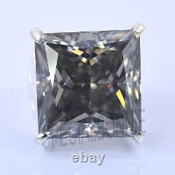 RARE Princess Cut 53Ct Gray Diamond Solitaire Men's Ring, 925 Silver, VIDEO