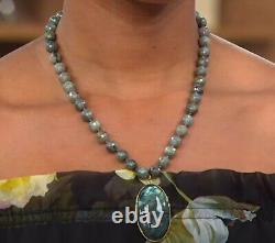 Rarities 20 Goldplated Gray-Green Labradorite Bead Drop Necklace #2 NWT