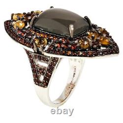 Rarities Genuine Gray Moonstone, Garnet and Citrine Ring, Size 6