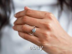 Raw Gray Diamond 14k White Gold Plated Beautiful Anniversary Ring Gift For Women