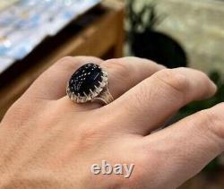 Real Black Agate Sterling Silver 925 Handmade Ring High Quality Black Agate