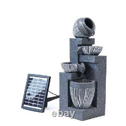 Resin Garden Stone Water Feature Solar Powered Indoor/Outdoor LED Falls Fountain