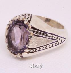 Ring Men Silver 950 Band Jewelry Size 10US 22 g Men's Handmade Amethyst Gemstone