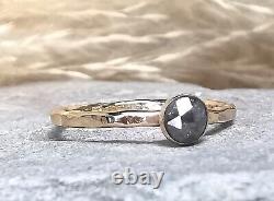 Salt & Pepper Grey Diamond Ring 9ct Gold Filled Engagement April Birthstone