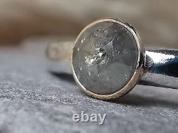 Salt & Pepper Grey Diamond Ring Sterling Silver & 9ct Gold Stacking Handcrafted