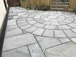 Sandstone paving patio Indian natural slabs flags kandla grey 4M circle kit