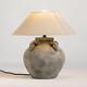 Sarafian Table Lamp Grey Traditional Stone Effect With Natural Shade 42 X 44cm