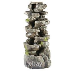 Serenity Garden 142cm 6 Tier Cascading Rock Pool Water Feature LED Outdoor NEW