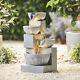 Serenity Garden 47cm 4 Tier Cascading Bowl Water Feature Led Outdoor Decor New