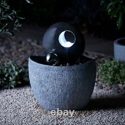 Serenity Garden 53cm Stone-Effect Water Feature LED Outdoor Fountain Decor New