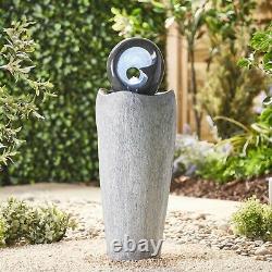 Serenity Garden 88cm Stone-Effect Water Feature LED Outdoor Fountain Decor NEW
