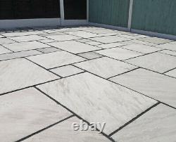 Silver Grey Sandstone Natural Paving Slabs Tumbled Patio Stone Flooring 15.25 m2