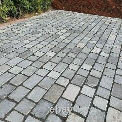 Silver Kandla Grey Driveway Mix Block Paving setts 50mm Driveway Indian Stone