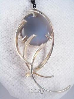 Silver Pendant 925 With Agate Grey Natural Pendant Stone Dura