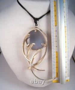 Silver Pendant 925 With Agate Grey Natural Pendant Stone Dura