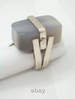 Silver Ring 925 With Agate Grey Natural Stone Dura