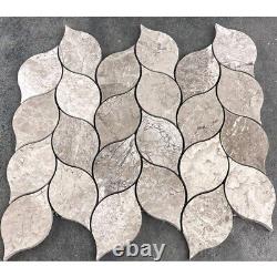 Silver Shadow Leaf Pattern on 12x12 Mesh Marble Mosaic Tile (10 sqft per box)