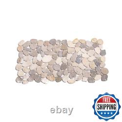 Sliced Pebble Tile Light Grey 11-1/2 In. X 11-1/2 In. X 9.5Mm Honed Pebble Mosai