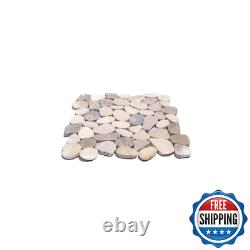 Sliced Pebble Tile Light Grey 11-1/2 In. X 11-1/2 In. X 9.5Mm Honed Pebble Mosai
