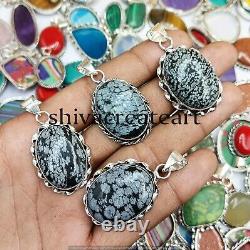 Snowflake Jasper Gemstone 925 Sterling Silver Plated Handmade Ethnic Pendant Lot