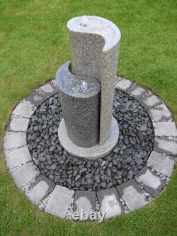 Solar Powered Aqua Yin Yang by AquaModa Granite Water Feature With LED Light