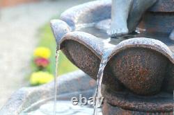 Solar Powered Cherub Birdbath Outdoor Fountain Water Feature Stone Effect