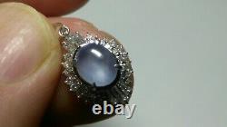 Solid platinum natural gray star sapphire and diamond pendant 2.87 grams