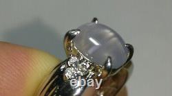 Solid platinum natural gray star sapphire diamond ring 4.13 grams sz 5.75