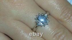 Solid platinum natural gray star sapphire diamond ring 5.27 grams sz 7.25